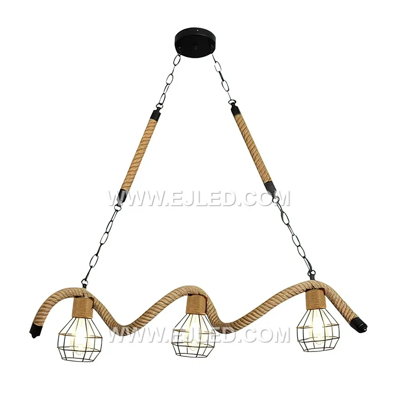 Chain Droplight Living Kitchen Decor Vintage Industrial Pendant Lights Wire Basket Lampshade Chandelier for Farmhouse RP0028