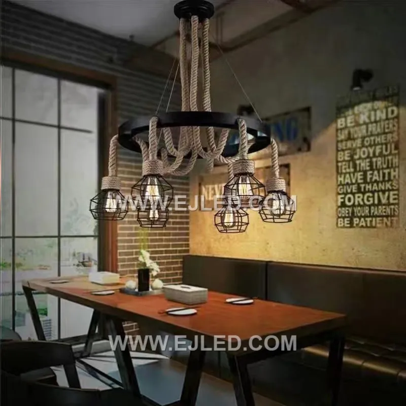 The RP0032 pendant light combines a natural wooden outer ring with an inner black metal cage, creating a striking contrast of materials around a single exposed lamp. - view 4