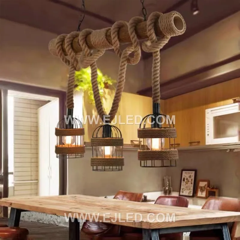 For spaces requiring a tall, slender fixture, the RP0036 is a cylindrical pendant woven from natural bamboo strips. It holds a single lamp, providing a warm, diffused glow through its open weave. - view 3