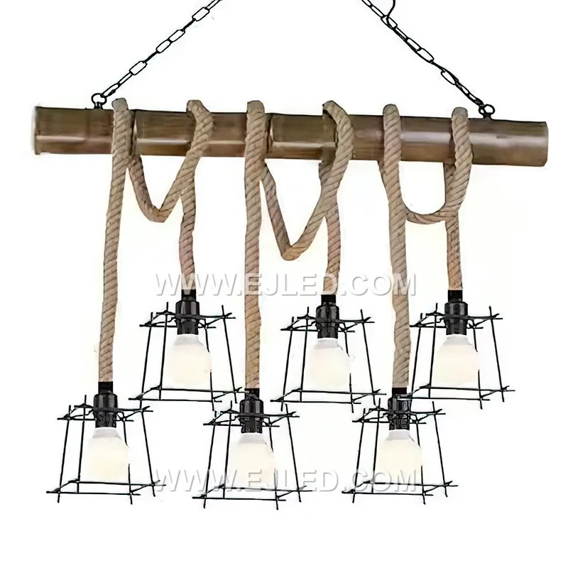 The RP0046 is a distinctive barrel-shaped pendant light, expertly crafted from thin, dark bamboo strips arranged vertically around a metal frame. Its open slatted design provides widespread ambient illumination. - view 3