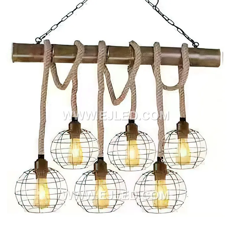 The RP0046 is a distinctive barrel-shaped pendant light, expertly crafted from thin, dark bamboo strips arranged vertically around a metal frame. Its open slatted design provides widespread ambient illumination. - view 5