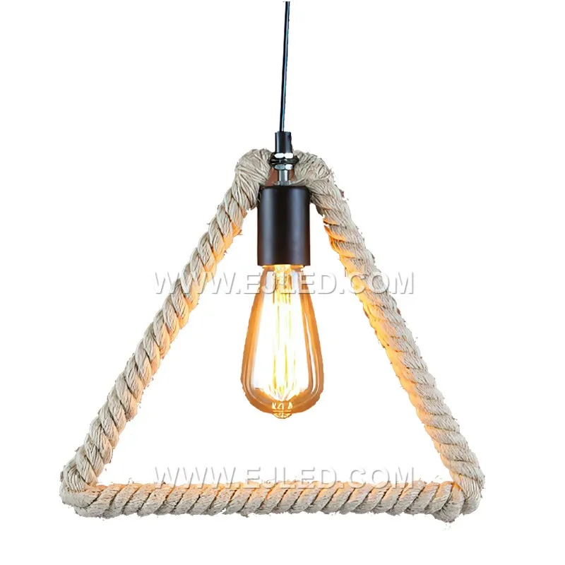 The RP0055 is a clear glass pendant light partially encased in a woven hemp rope, forming a distinctive triangular pattern. This fixture offers a rustic yet refined aesthetic, providing diffused light suitable for cafes, lounges, or accent lighting in homes.