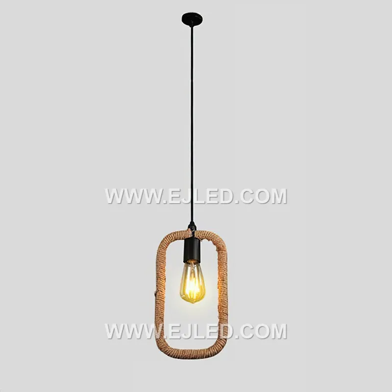 Square Rope Pendant Lights Modern Simplicity European Style Living Room Decorative Lamp E27 Hanging Light RP0058