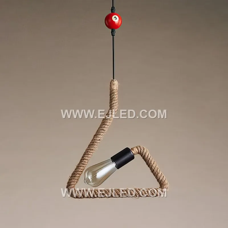 The RP0059 pendant light introduces a distinctive cylindrical form to the hemp rope series, crafted from natural rope tightly wrapped around a black metal frame. Its open ends allow for broad light diffusion. - view 5