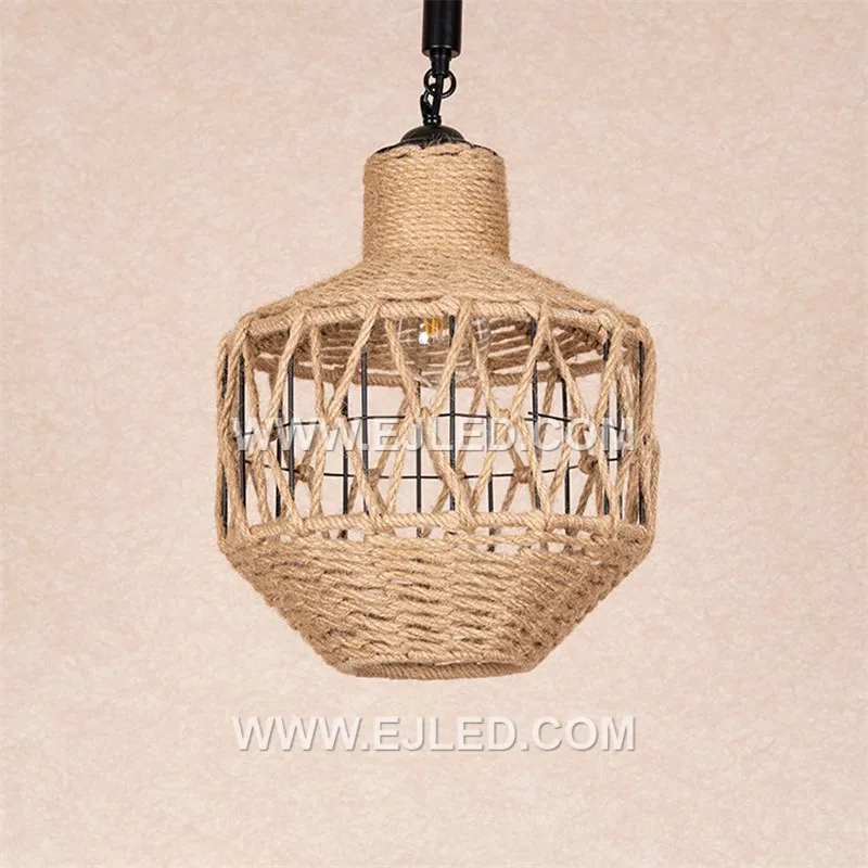 This wide, open-weave rattan pendant, RP0078, creates a soft, ambient glow, allowing the bulb to be seen. Its bell-like form is suitable for various casual or natural-themed interiors. - view 3