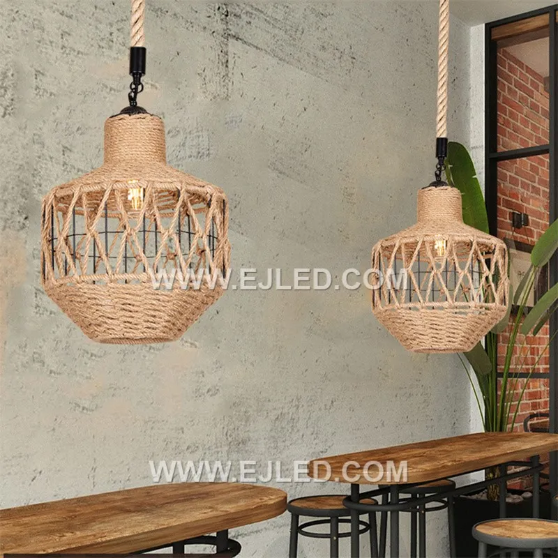This wide, open-weave rattan pendant, RP0078, creates a soft, ambient glow, allowing the bulb to be seen. Its bell-like form is suitable for various casual or natural-themed interiors. - view 5