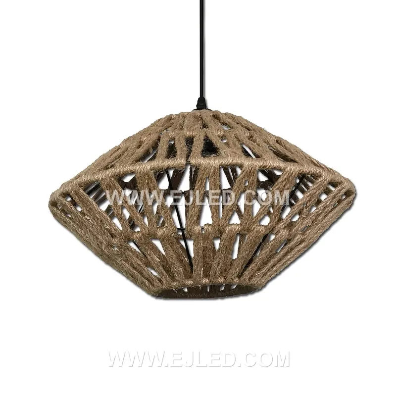 Pendant Light Fixtures Southeast Asia Hemp Rope Chandelier Vintage Lantern Lamp Hand-Woven Hanging Classic Teahouse RP0079