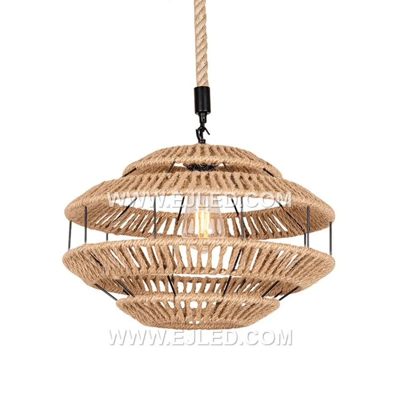 The RP0081 is a dome-shaped pendant light crafted from natural rattan. Its open weave structure casts soft, diffused light, making it suitable for dining areas or relaxed lounge settings. A single lamp provides ample illumination. - view 2