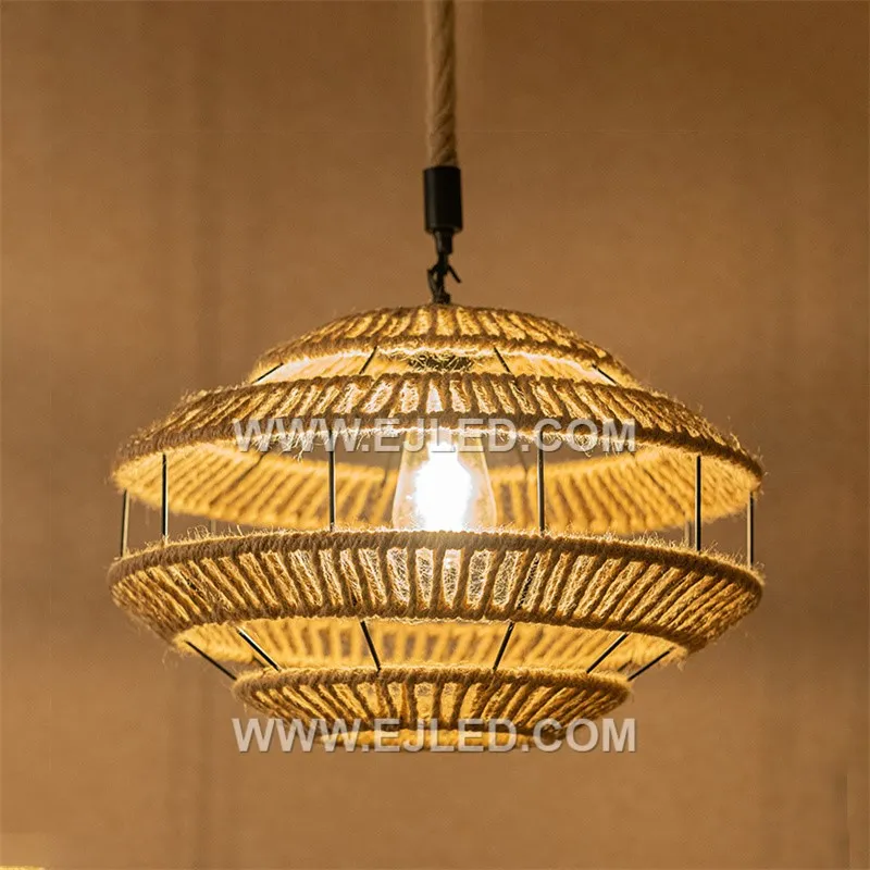 The RP0081 is a dome-shaped pendant light crafted from natural rattan. Its open weave structure casts soft, diffused light, making it suitable for dining areas or relaxed lounge settings. A single lamp provides ample illumination. - view 4