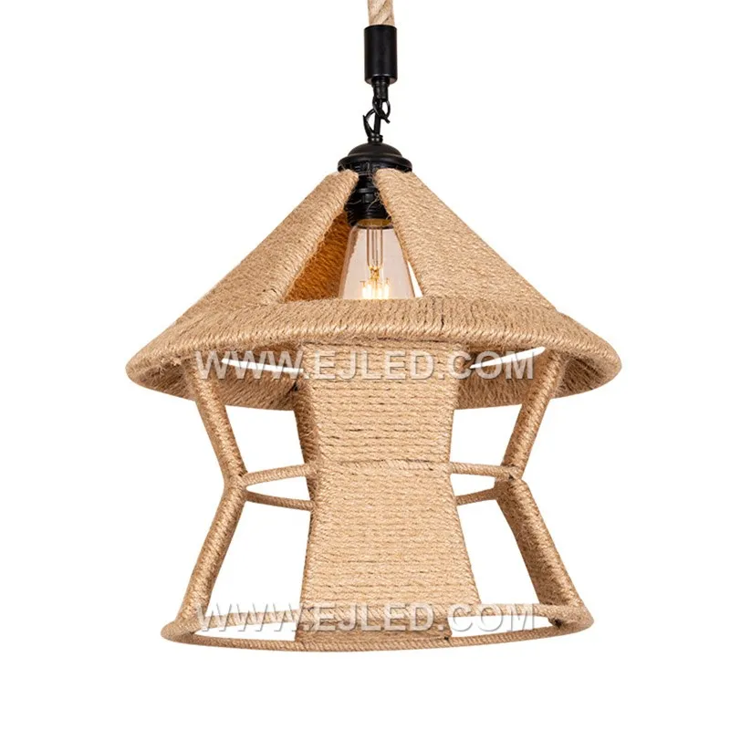 Natural rattan forms the Pagoda-shaped shade of the RP0082 pendant light. Its distinctive silhouette and open weave create a soft, diffused ambient light, ideal for boutique hotels or residential spaces seeking organic texture.
