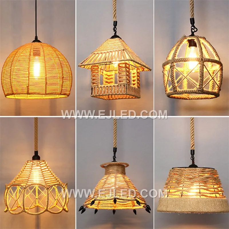 This tiered pagoda pendant is woven from natural rattan, creating a warm, open-bottomed shade with a visible lamp. Its organic material and silhouette make it suitable for various casual or hospitality settings. - view 4