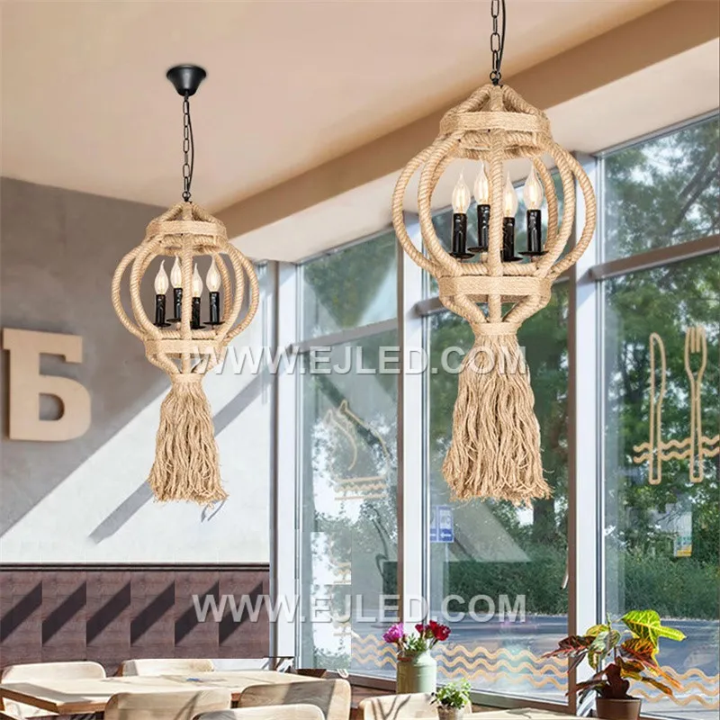 The RP0084 is a broad, dome-shaped pendant woven from natural rattan, featuring four internal lamps. Its open design provides widespread, diffused ambient light, suitable for illuminating larger communal areas. - view 7