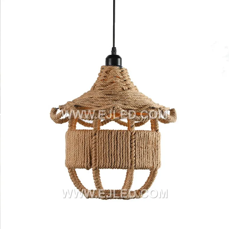 Rattan, hand-woven into a wide, shallow bell shape with an open weave, defines the RP0090 pendant. This design allows light to spread broadly, showcasing the decorative bulb within and providing general ambient illumination.