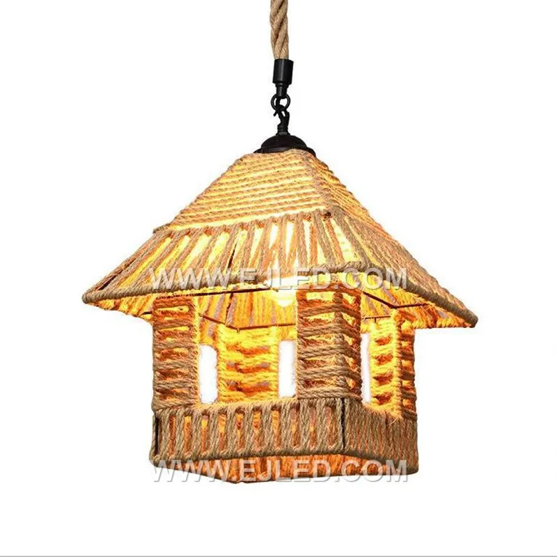 A hut-shaped pendant light, the RP0091 is intricately woven from natural rattan, creating a warm, diffused glow. Its compact design is ideal for intimate dining areas, kitchen islands, or cafes, adding a touch of rustic appeal.