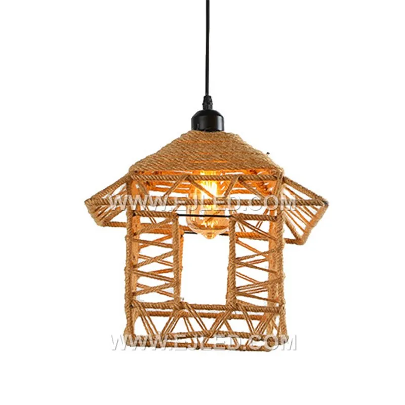 A hut-shaped pendant light, the RP0091 is intricately woven from natural rattan, creating a warm, diffused glow. Its compact design is ideal for intimate dining areas, kitchen islands, or cafes, adding a touch of rustic appeal. - view 2