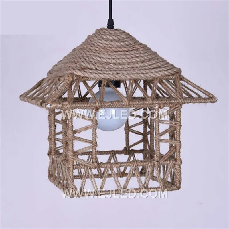 A hut-shaped pendant light, the RP0091 is intricately woven from natural rattan, creating a warm, diffused glow. Its compact design is ideal for intimate dining areas, kitchen islands, or cafes, adding a touch of rustic appeal. - view 4