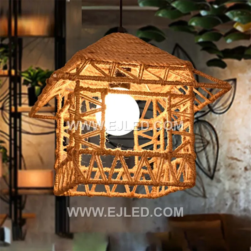 A hut-shaped pendant light, the RP0091 is intricately woven from natural rattan, creating a warm, diffused glow. Its compact design is ideal for intimate dining areas, kitchen islands, or cafes, adding a touch of rustic appeal. - view 5