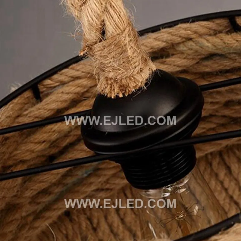 Coastal Beach Rope Rattan Woven Pendant Lamp Natural Simple Hand Weaved Pendant Light Suspension Lamp for Living Room RP0097