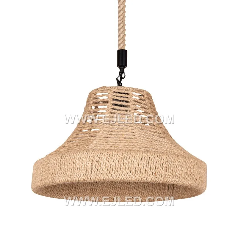The RP0098 presents a wide, shallow rattan pendant with a uniform weave, ideal for broad ambient illumination over dining tables or large counters. Its open, flattened bell shape projects light generously across a space. - view 2