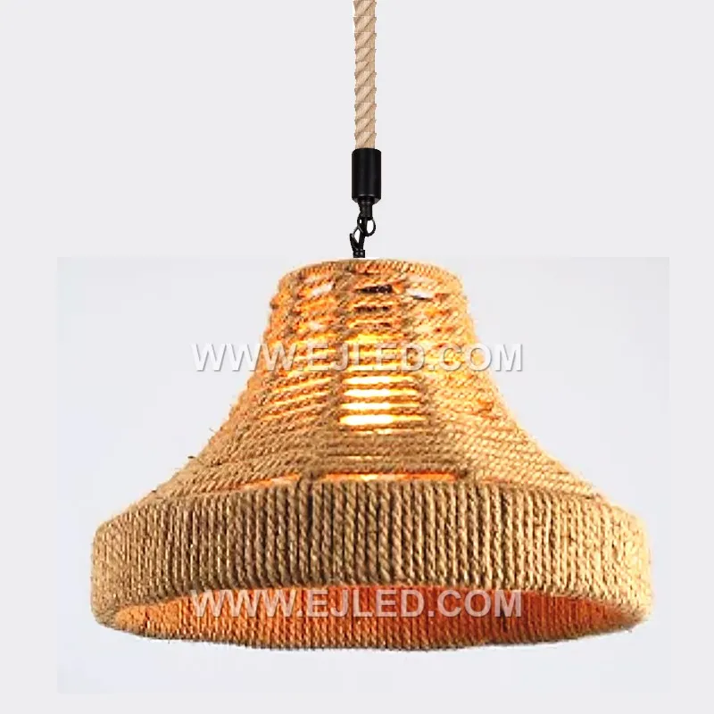 The RP0098 presents a wide, shallow rattan pendant with a uniform weave, ideal for broad ambient illumination over dining tables or large counters. Its open, flattened bell shape projects light generously across a space. - view 3