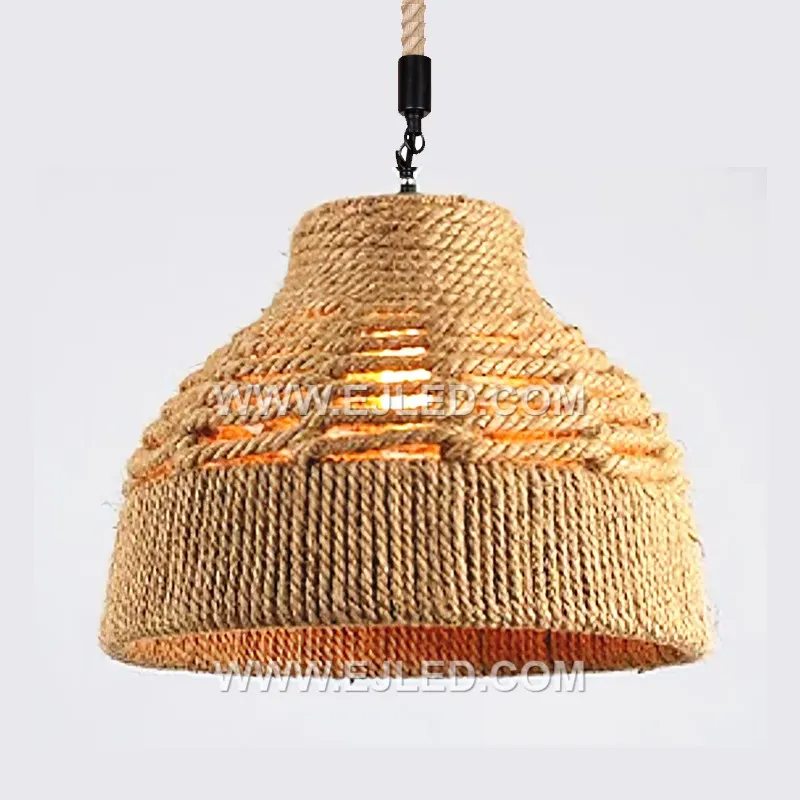 The RP0099 pendant offers a broad, shallow profile, making it suitable for rooms with lower ceilings or over wide surfaces like dining tables and kitchen islands. Its open, hand-woven shade projects diffuse ambient light downwards. - view 2