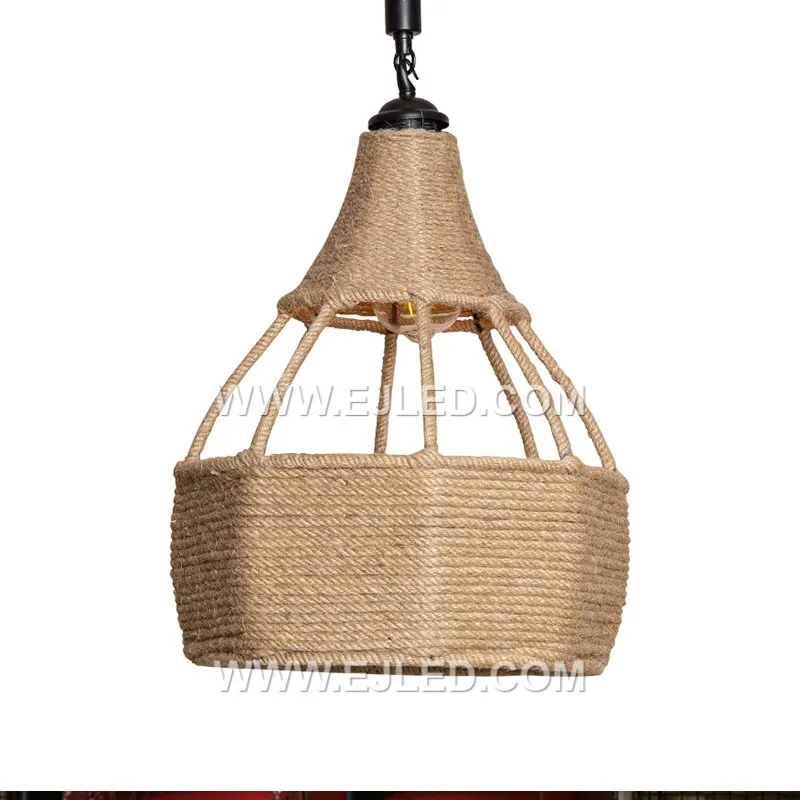 Natural rattan is hand-woven into an open, shallow bowl shape, allowing the light source to remain visible. This RP0101 pendant light offers a broad spread of ambient light suitable for various interior settings.