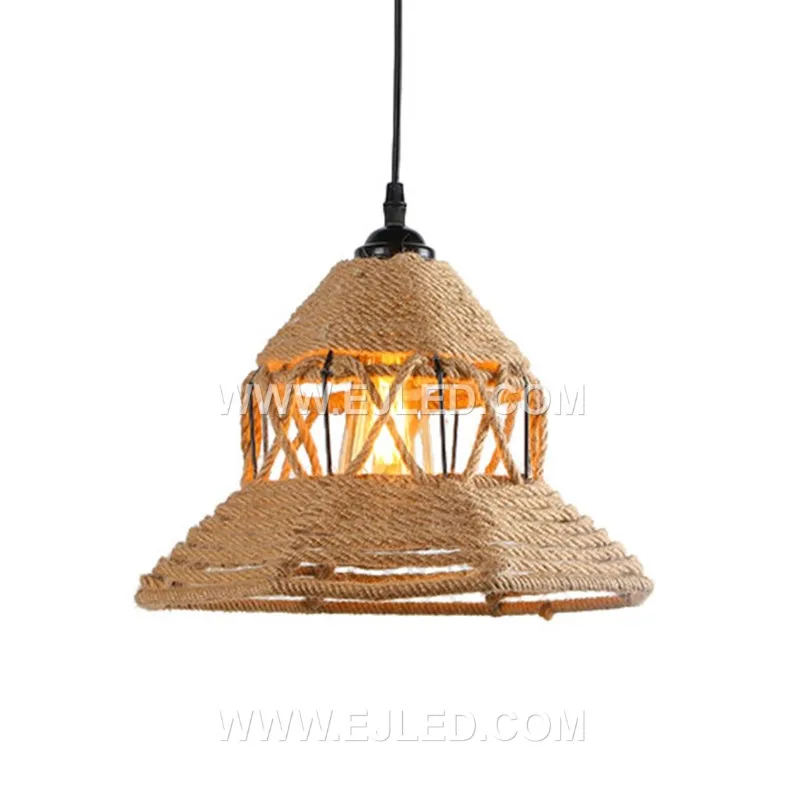 Ideal for dining areas, hotel lobbies, or retail spaces, the RP0107 bell pendant features a wide, densely woven natural rattan shade. It casts a warm, downward light, creating an inviting and focused ambiance.