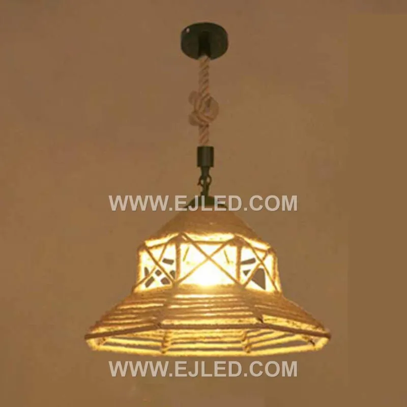 Hemp Rope Pendant Lights Retro Vintage Fixture E27 85-265V Pendant Lamp Hanging RP0107