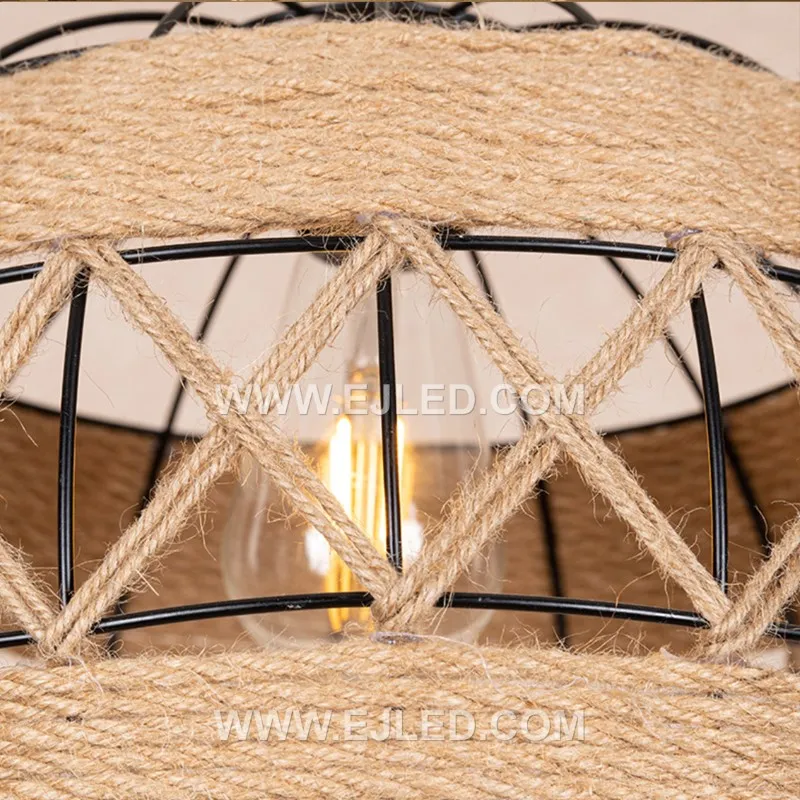 Retro Pendant Lamp Rope Light Fixtures Hand Woven Linear Chandelier Vintage Lighting Industrial Hanging Lamp for Cafe Bar RP114