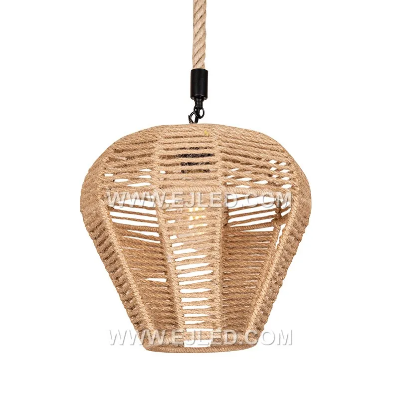 A bell-shaped pendant light, the RP0115 is woven from rattan, forming a shade that directs light downwards. Its design minimizes glare while providing a focused illumination, suitable for tasks or creating defined zones.
