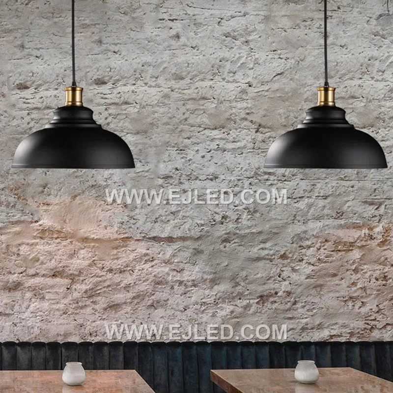 A classic dome pendant, crafted from brass, the MK0006 features a D29 black finish shade. This single-lamp fixture provides downward focused light, making it versatile for bulk orders and various interior applications. - view 3