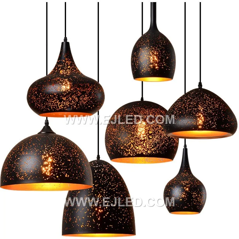 Industrial Barn Light Fixture Adjustable Hanging Cord Pendant Light With Starry Sky Lampshade For Hotel MK0046