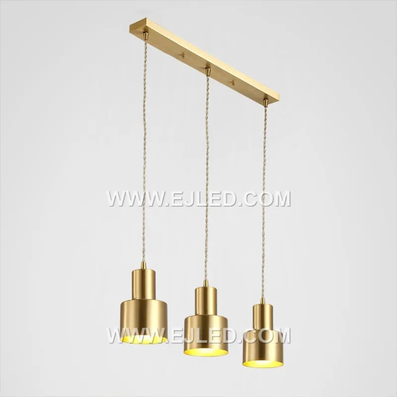 Brushed Brass Finish Modern Chandelier Nordic Pendant Light Round Lampshade For Living Room MK0112