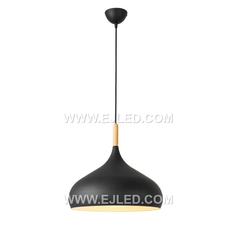 The MK0115 features a classic aluminum dome shade with a matte black exterior and a reflective white interior. This simple yet versatile pendant provides broad downward illumination, adaptable for various commercial and residential settings. - view 3