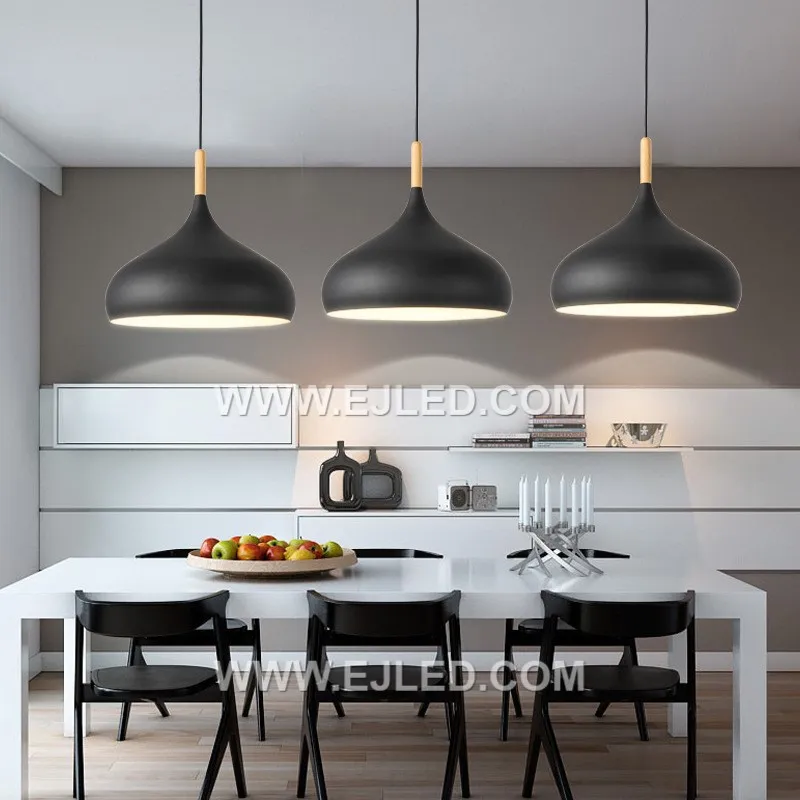 The MK0115 features a classic aluminum dome shade with a matte black exterior and a reflective white interior. This simple yet versatile pendant provides broad downward illumination, adaptable for various commercial and residential settings. - view 5