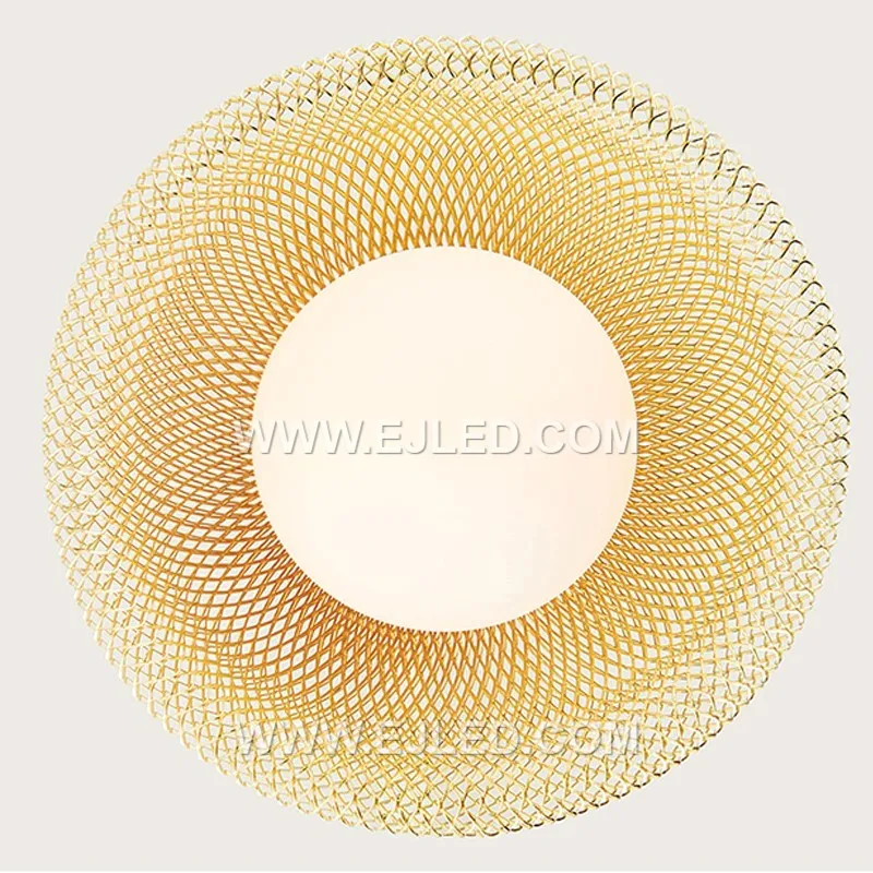 Modern Pendant Hanging Light Industrial-Light Fixture Rustic Ceiling Mxsaoud Metal Cage Chandelier Golden For Bedroom MK0117