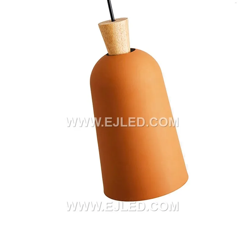 The MK0122 is a small, bell-shaped pendant light crafted from natural wood, featuring a light finish and visible grain. It provides focused downlighting from a single lamp, ideal for intimate settings or task illumination. - view 4