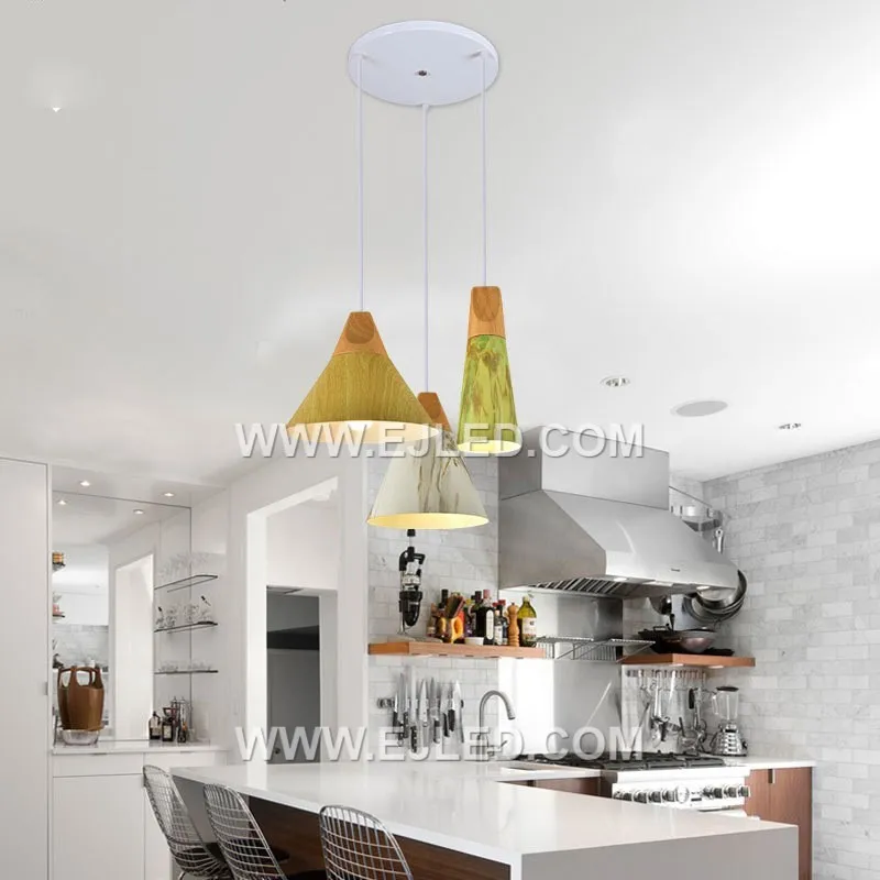 The MK0127 is a dome-shaped pendant light featuring a wooden exterior with a subtly textured grey finish. Its white interior provides efficient light reflection from a single lamp, making it suitable for dining or hospitality settings. - view 4