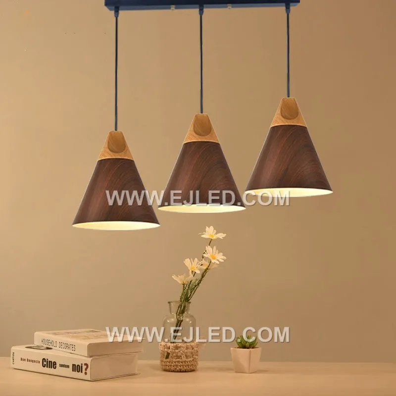 The MK0127 is a dome-shaped pendant light featuring a wooden exterior with a subtly textured grey finish. Its white interior provides efficient light reflection from a single lamp, making it suitable for dining or hospitality settings. - view 5