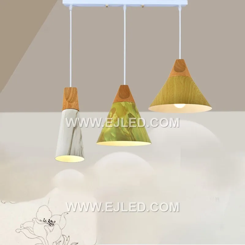 Modern Pendant Light Fixture With Wood Grey Hanging Lighting Framhouse Metal Pendant Lamp For Dining Room MK0127