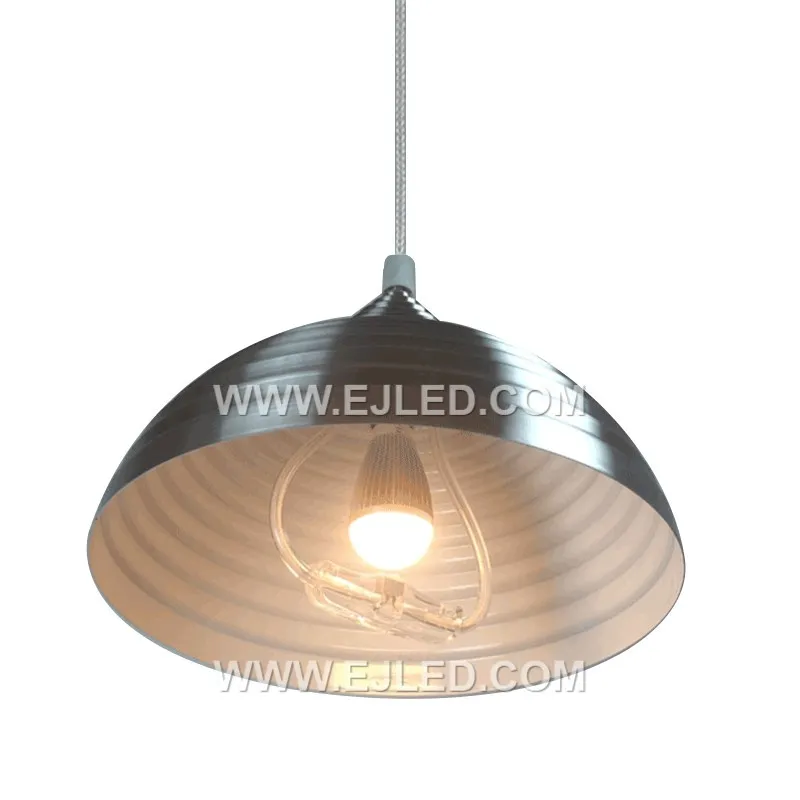 Steel construction forms this barn pendant, featuring a deep dome shade that directs light downward and a wire cage to diffuse bulb glare. The white interior finish maximizes light output for a single bulb. - view 5