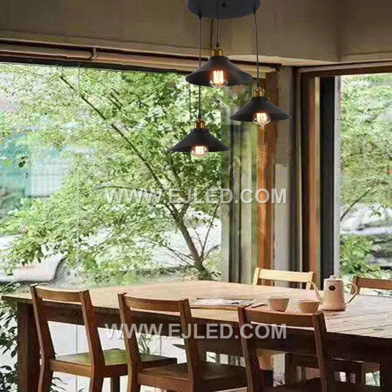 Industrial Hanging Pendant Lights Ceiling Pendant Light With Metal Dome Shade Black Finish MK0155