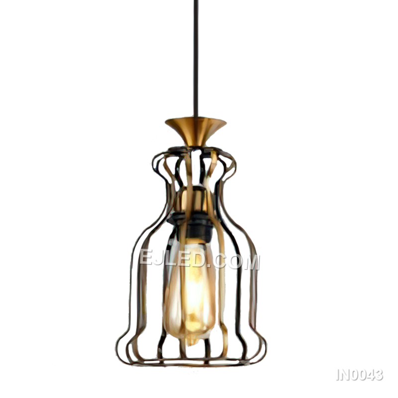 Vintage Retro Gold Iron Pendant Light with Electroplate Cage Lampshad for Lamps Home Kitchen Decor Modern Chandelier IN0043
