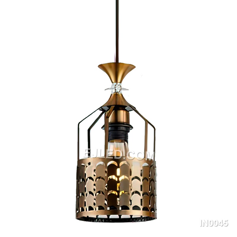 Metal Cylinder Gold Industrial Pendant Light Fixture Rustic Vintage Modern Ceiling Chandelier for Kitchen Island Hotel IN0045