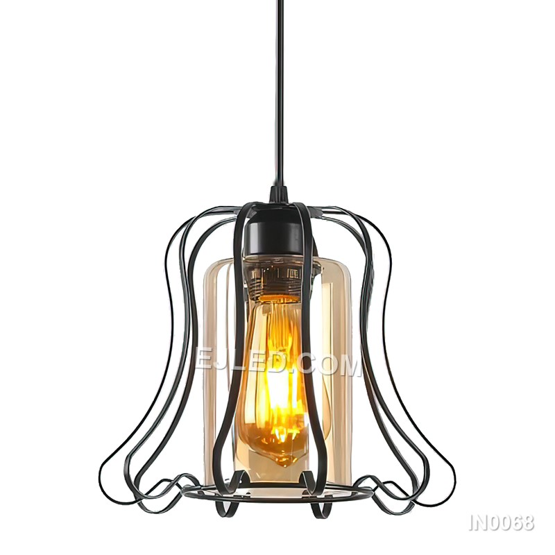 Light And Lighting Home Cage Electrical Light Fixtures with Glass Lampshade Retro Modern Industrial Lamp for Kitchen IN0068