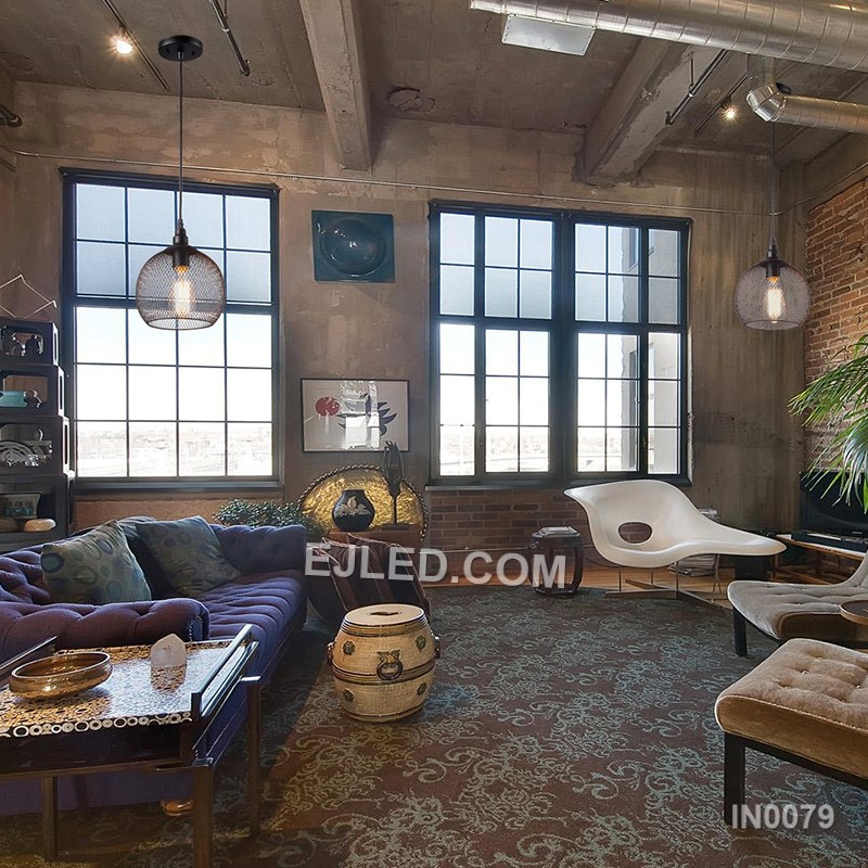 In kitchens, dining rooms, or workspaces, the IN0079 Iron Pendant Light provides targeted illumination. Its wide black dome shade with a white interior efficiently directs a broad beam downwards from a single lamp. - view 3
