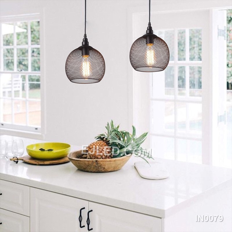 In kitchens, dining rooms, or workspaces, the IN0079 Iron Pendant Light provides targeted illumination. Its wide black dome shade with a white interior efficiently directs a broad beam downwards from a single lamp. - view 4