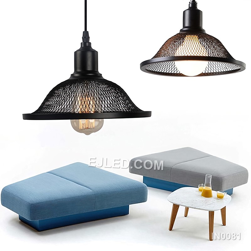 Black iron forms the clean, simple bell shape of the IN0081 pendant light, providing downward-directed illumination from a single exposed lamp. Its moderate size makes it suitable for individual accent lighting or multiple installations. - view 6