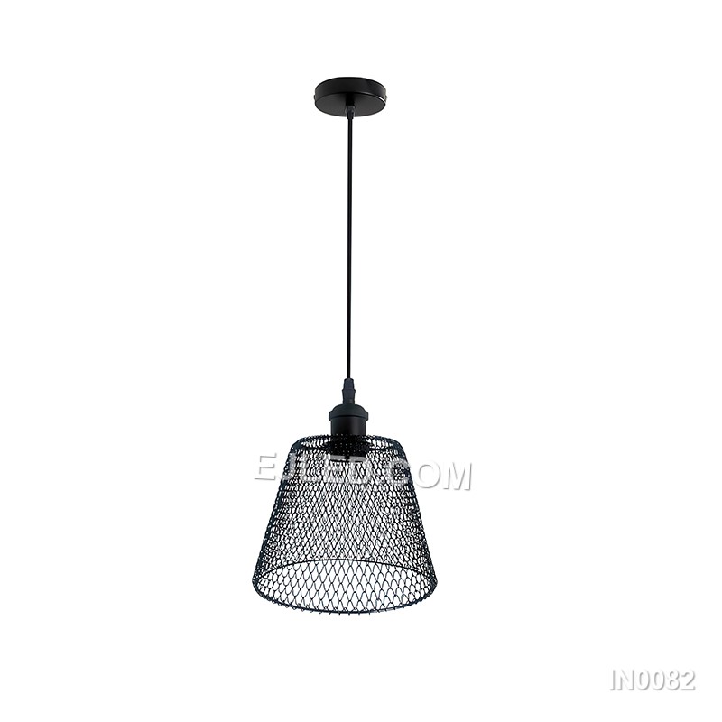 The IN0082 pendant light is constructed from copper, featuring a conical shade with an articulated, foldable design. It has a black exterior finish and a warm gold-toned interior, directing light downwards. - view 2