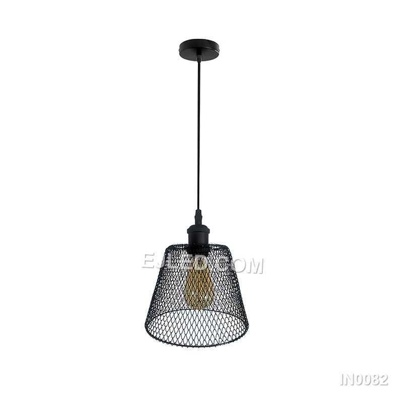 The IN0082 pendant light is constructed from copper, featuring a conical shade with an articulated, foldable design. It has a black exterior finish and a warm gold-toned interior, directing light downwards. - view 5